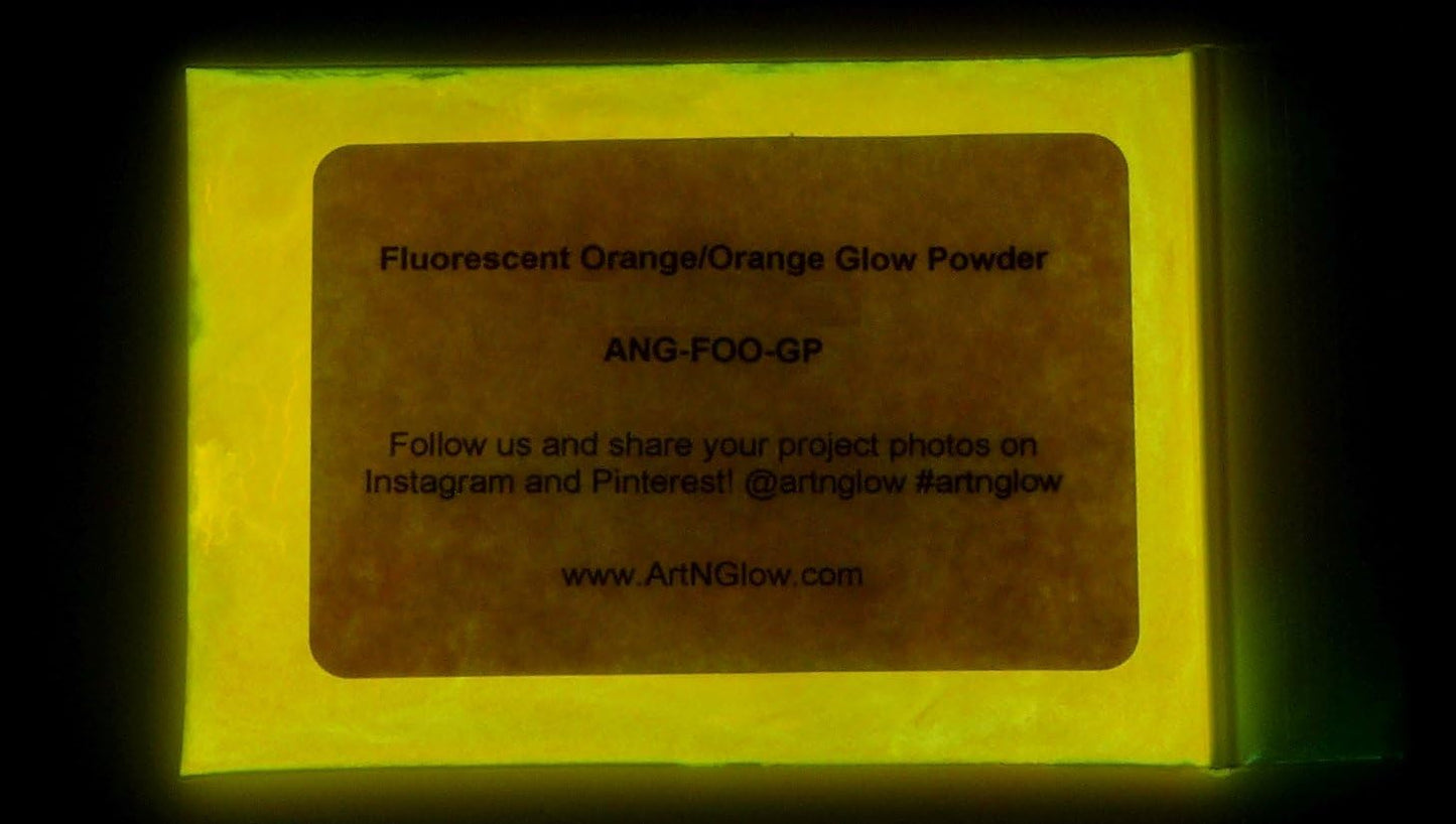 Glow in The Dark Pigment Powder - Neutral and Fluorescent Color for Art Painting, Fine Art, Nail Art Paint, and DIY Crafts - Long Lasting, 10+ Color Options - Fluorescent Orange - (12 Grams/ .42oz)