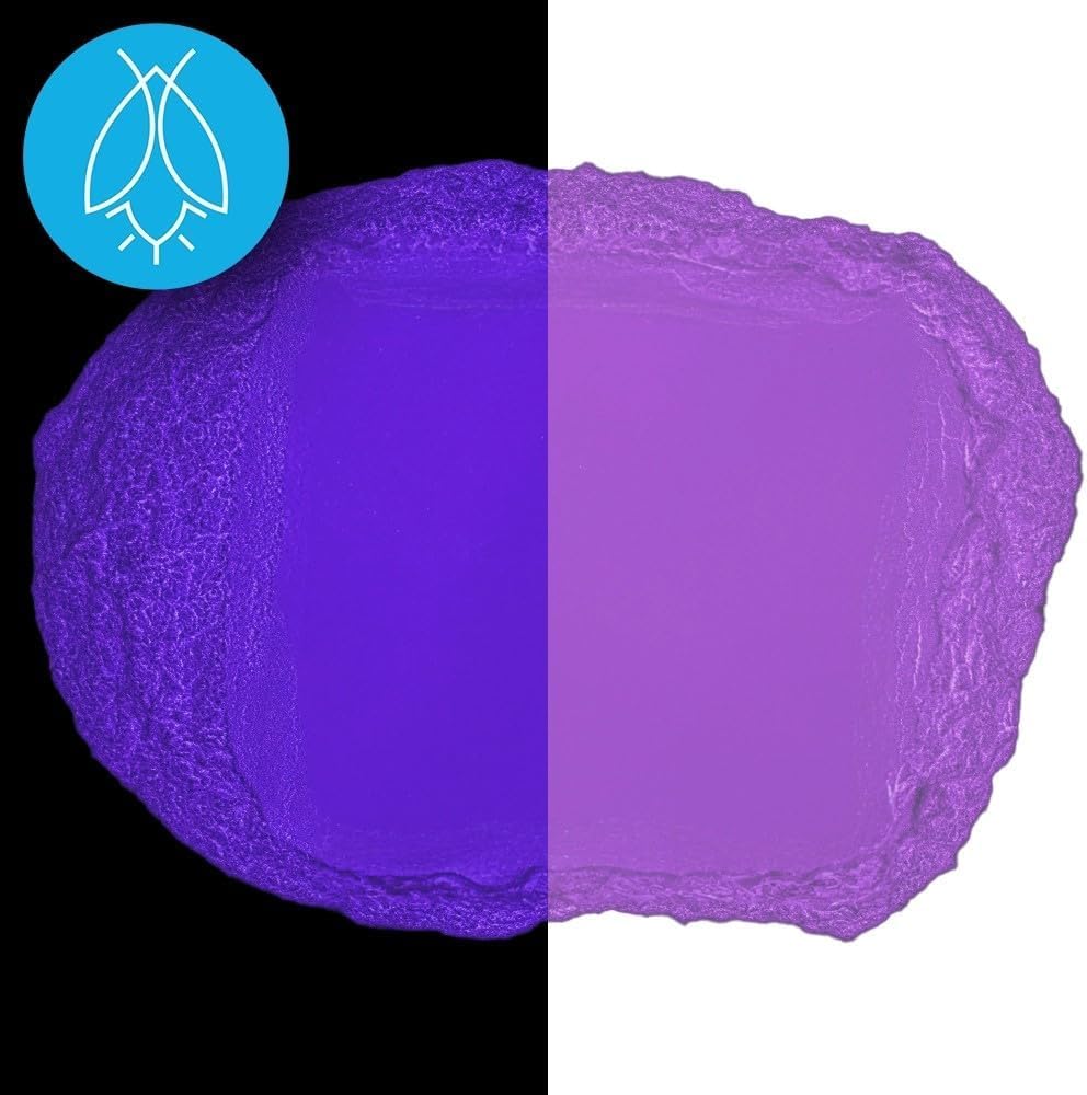 Glow in The Dark Pigment Powder - Neutral and Fluorescent Color for Art Painting, Fine Art, Nail Art Paint, and DIY Crafts - Long Lasting, 10+ Color Options - Fluorescent Purple - (120 Grams/4 Ounces)