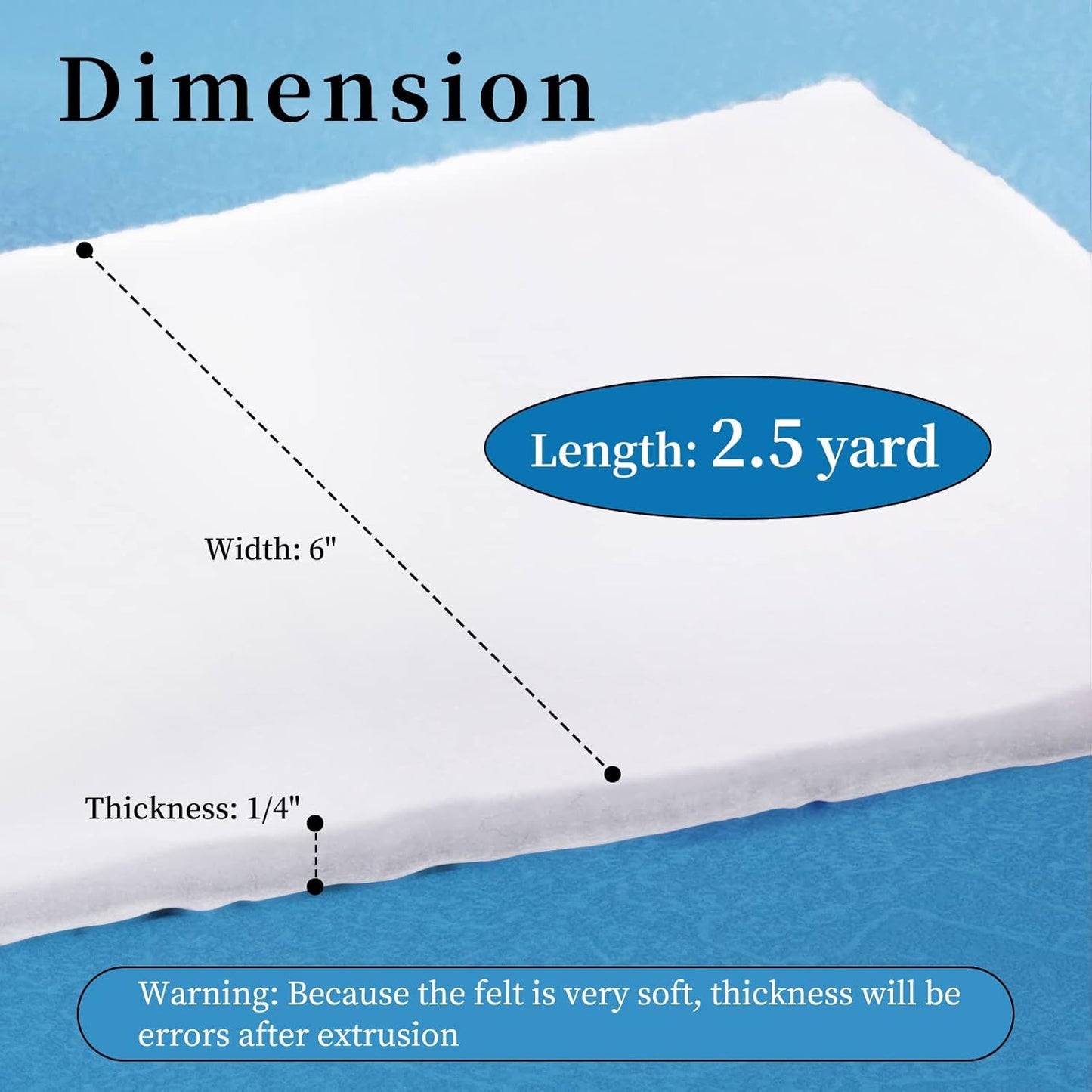 Pllieay Adhesive Felt Premium Grade, Orthopedic Felt Roll 1/4" x 6" x 2.5yd. Quality Rayon Blend for Provide Cushioning and Support in Pain Foot