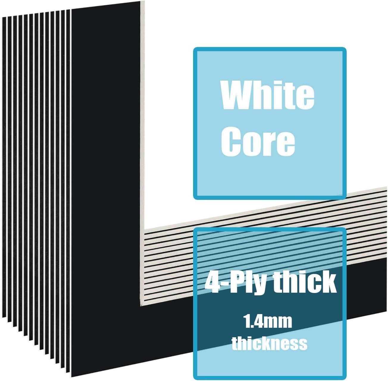 Egofine 11x14 Black Picture Mats Pack of 11, Frame Mattes for 8x10 Pictures, Acid Free, 1.2mm Thickness, with Core Bevel Cut