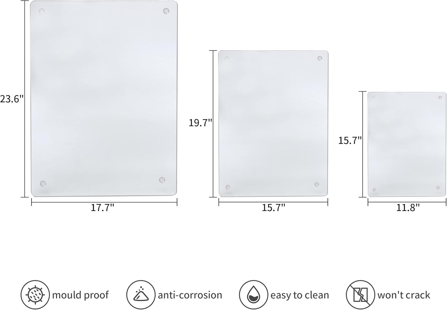 Murrey Home Glass Cutting Board for Kitchen Counter, Tempered Glass Chopping Boards Dishwasher Safe, Small Clear Countertop Tray, Scratch Resistant, Heat Resistant, Non Toxic, Frosted, 16"x12"