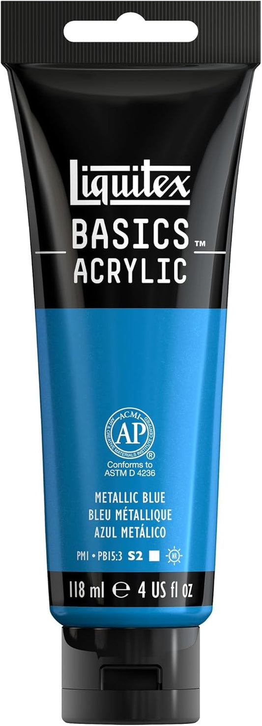 Liquitex BASICS Acrylic Paint, 118ml (4-oz) Tube, Metallic Blue