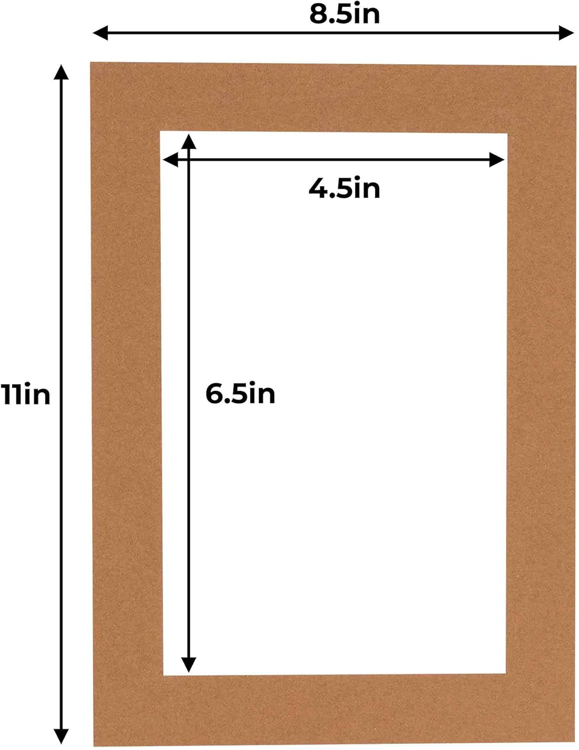 5x7 Mat for 8.5x11 Frame - Precut Mat Board Acid-Free Show Kit with Backing Board, and Clear Bags Brown 5x7 Photo Matte Made to Fit a 8.5x11 Picture Frame Matboard for Framing, Pack of 1 Mat