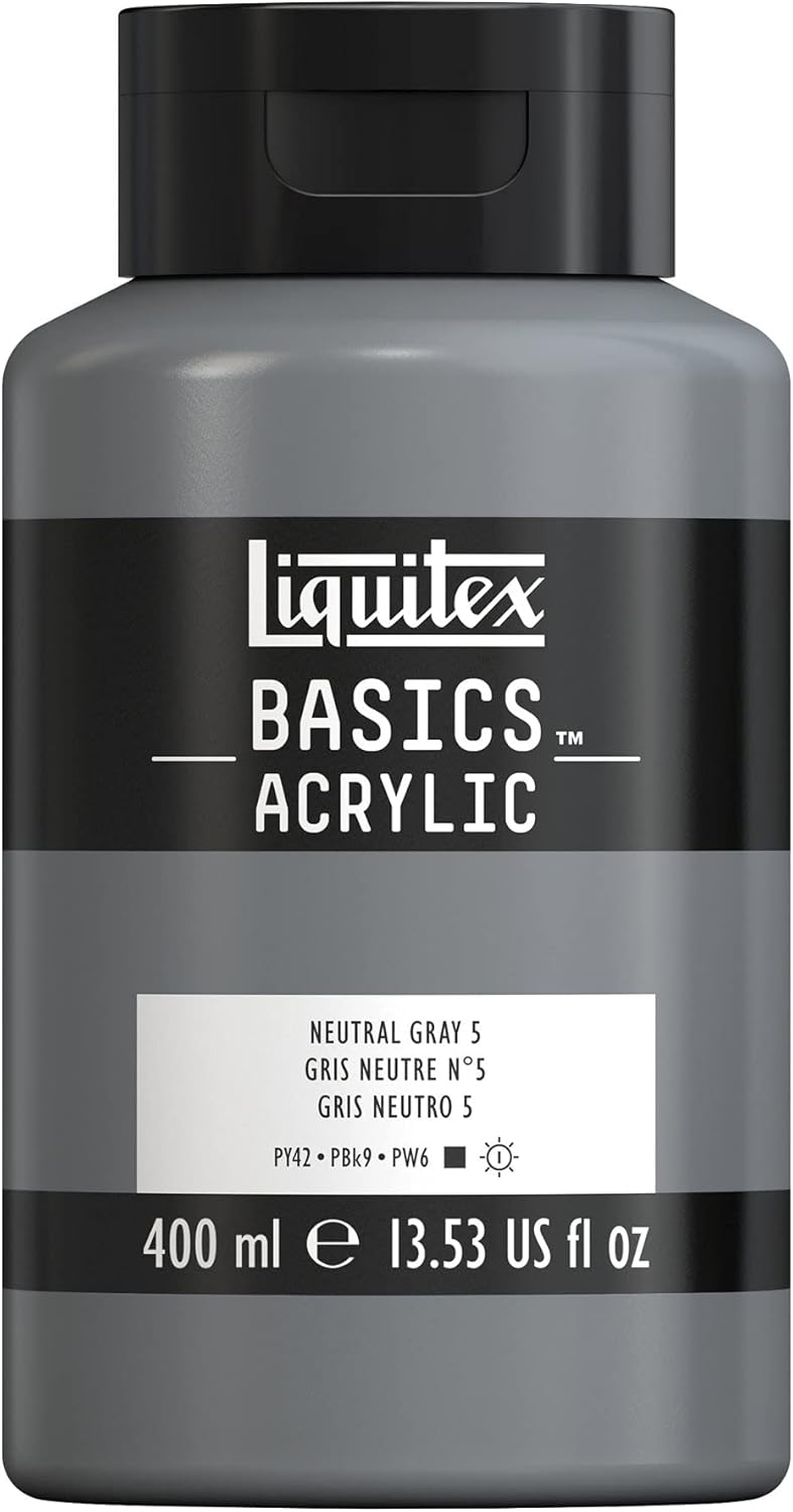 Liquitex BASICS Acrylic Paint, 400ml (13.5-oz) Bottle, Neutral Gray Value 5