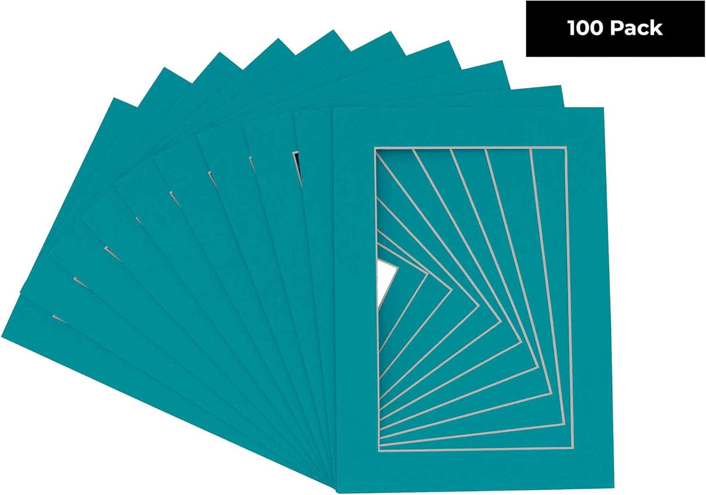 6x8 Mat for 8x10 Frame - Precut Mat Board Acid-Free Show Kit with Backing Board, and Clear Bags Teal Blue 6x8 Photo Matte Made to Fit a 8x10 Picture Frame Matboard for Framing, Pack of 100 Mats