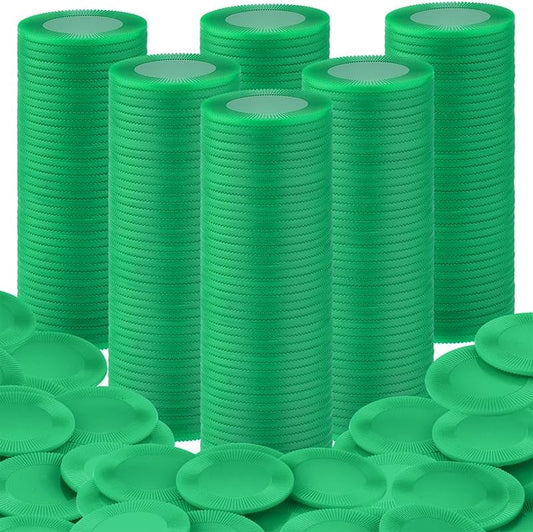 Coopay 1000 Pieces Plastic Poker Chips, Bingo Chips Bulk Learning Counters Disks Poker Card Game, Counting Markers for Math Practice, Game Tokens and Teaching Rewards, 25 mm/ 1 Inch (Green)