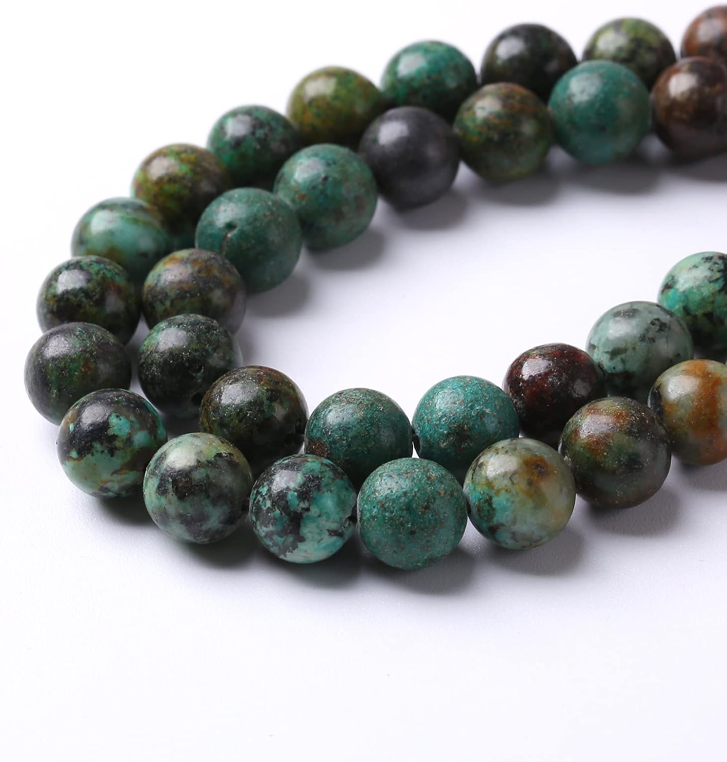 8mm 90pcs Natural African Turquoise Stone Beads for Jewelry Making Round Loose Gemstone Beads DIY Bracelet Necklace Earrings 32" 2 Strands