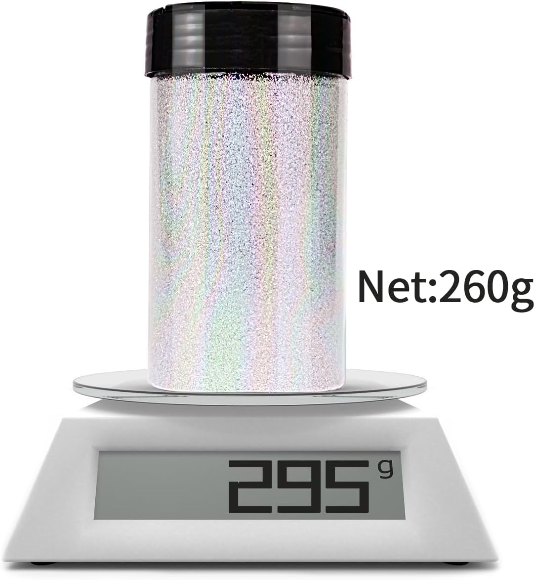 High Capacity 260g Iridescent Fine Glitter,Shaker Bottle Fine Glitter for Epoxy Resin DIY Craft,Rainbow Fine Glitter for Nail Art Face Body Glitter Tumbler Making (IRI Pink White)