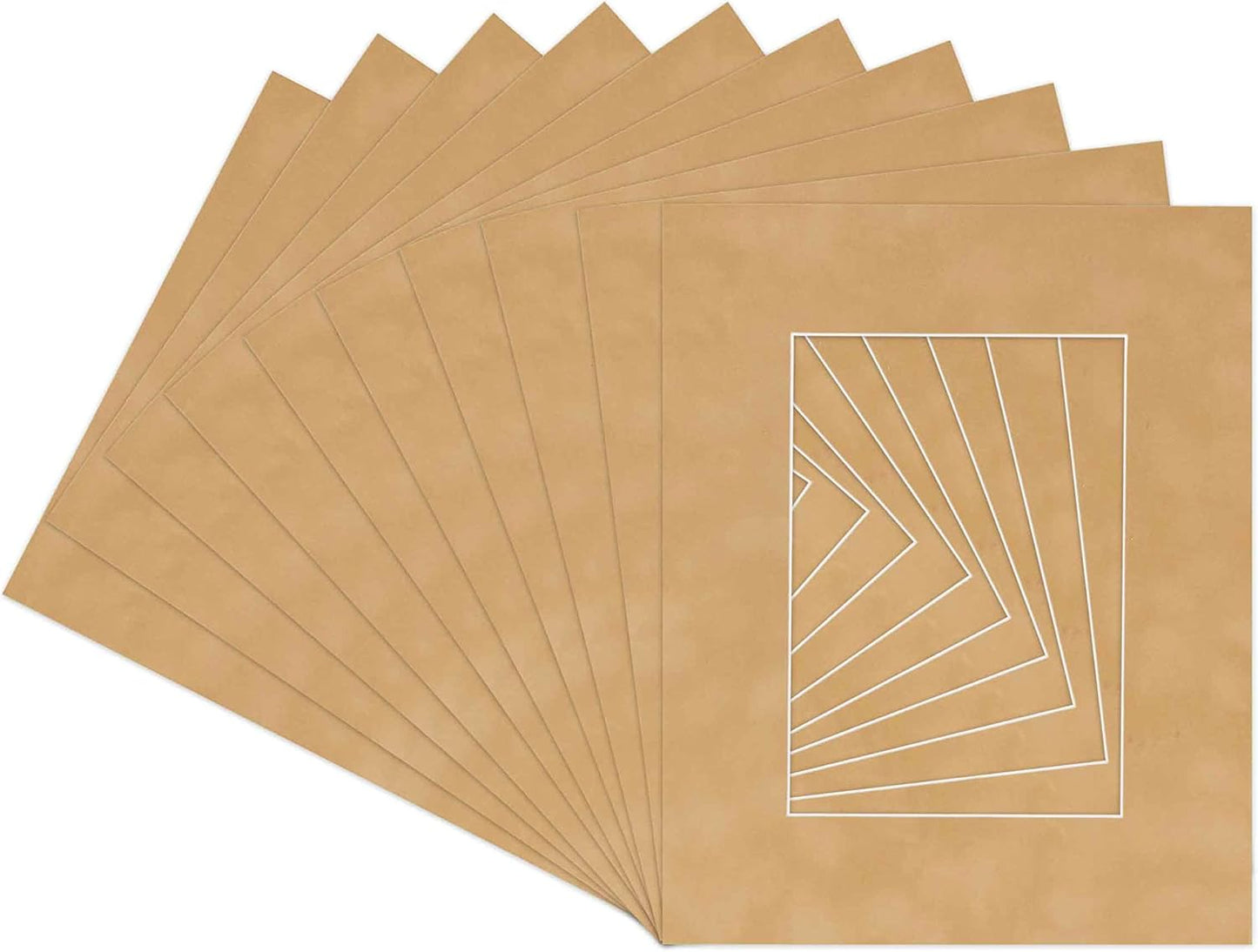 Pack of 25 Acid Free 8x10 Mats Bevel Cut for 5x8 Photos - Beige Suede Precut Matboards For Pictures, Photos, Framing - 4-ply Thickness