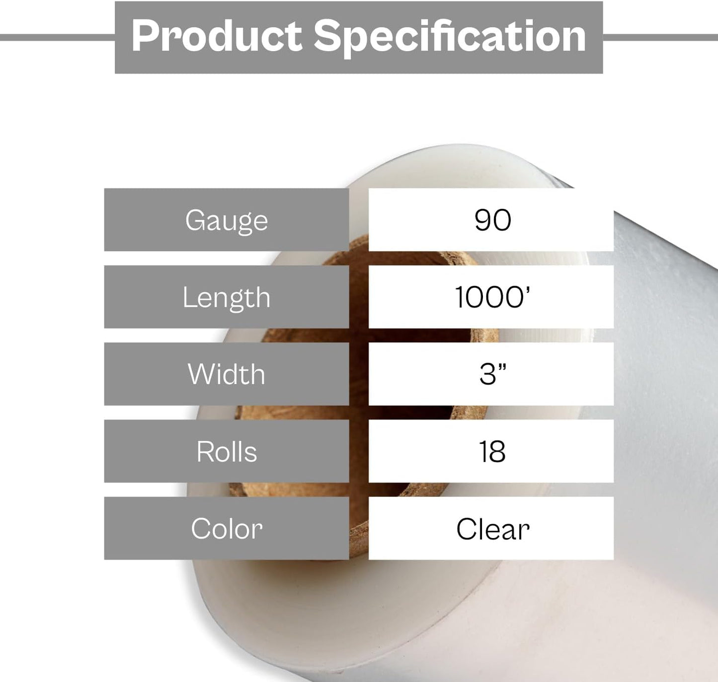 PSBM Mini Stretch Wrap with Handle, 18 Pack, 3 Inch x 1000 Feet, 90 Gauge, Clear, Small Plastic Cling Film for Pallets Moving Storing