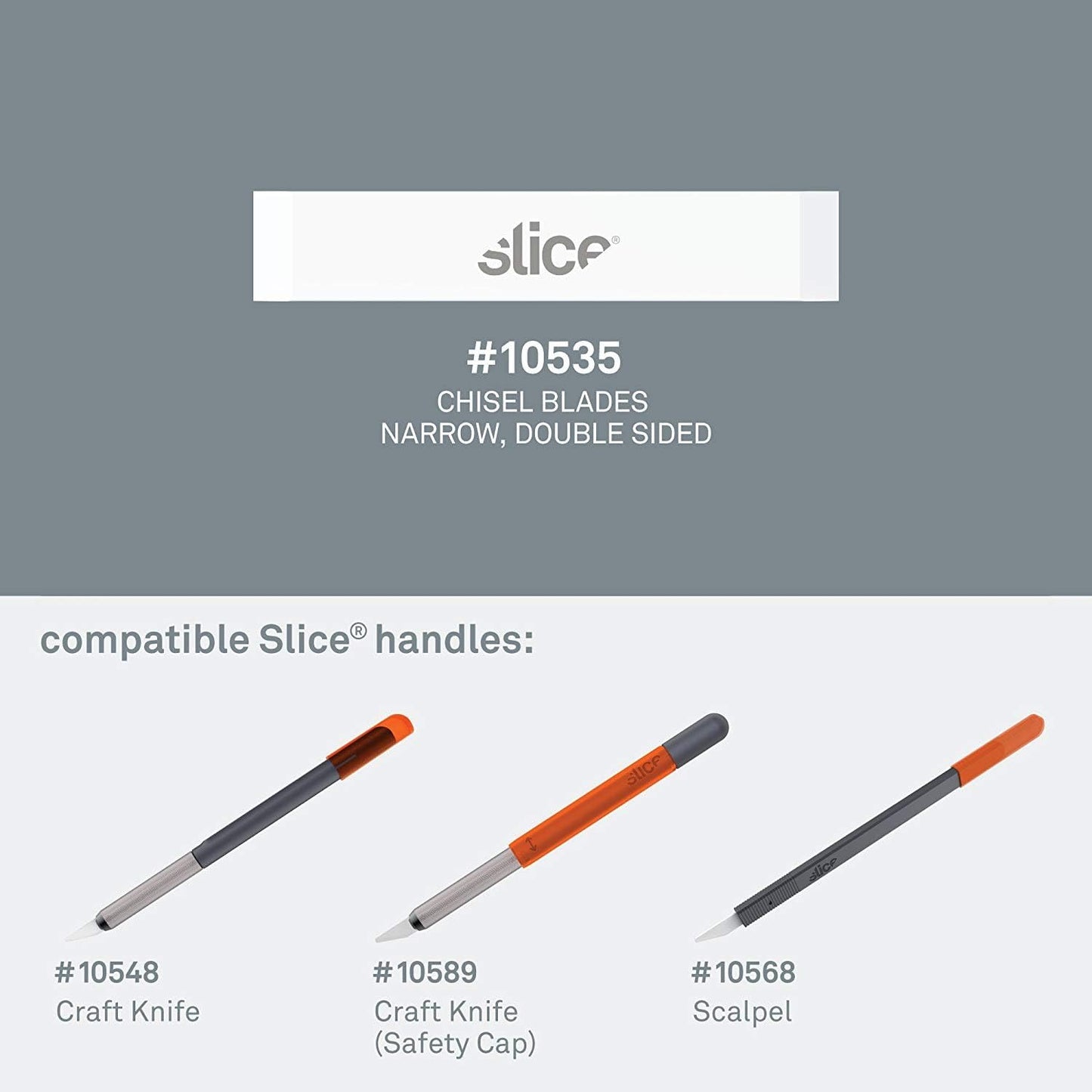 Slice 10535-CS Narrow Chisel Blades, Double Sided, Ceramic Blade Lasts 11x Longer Than Metal, Finger Friendly Edge, 24 Blades, White
