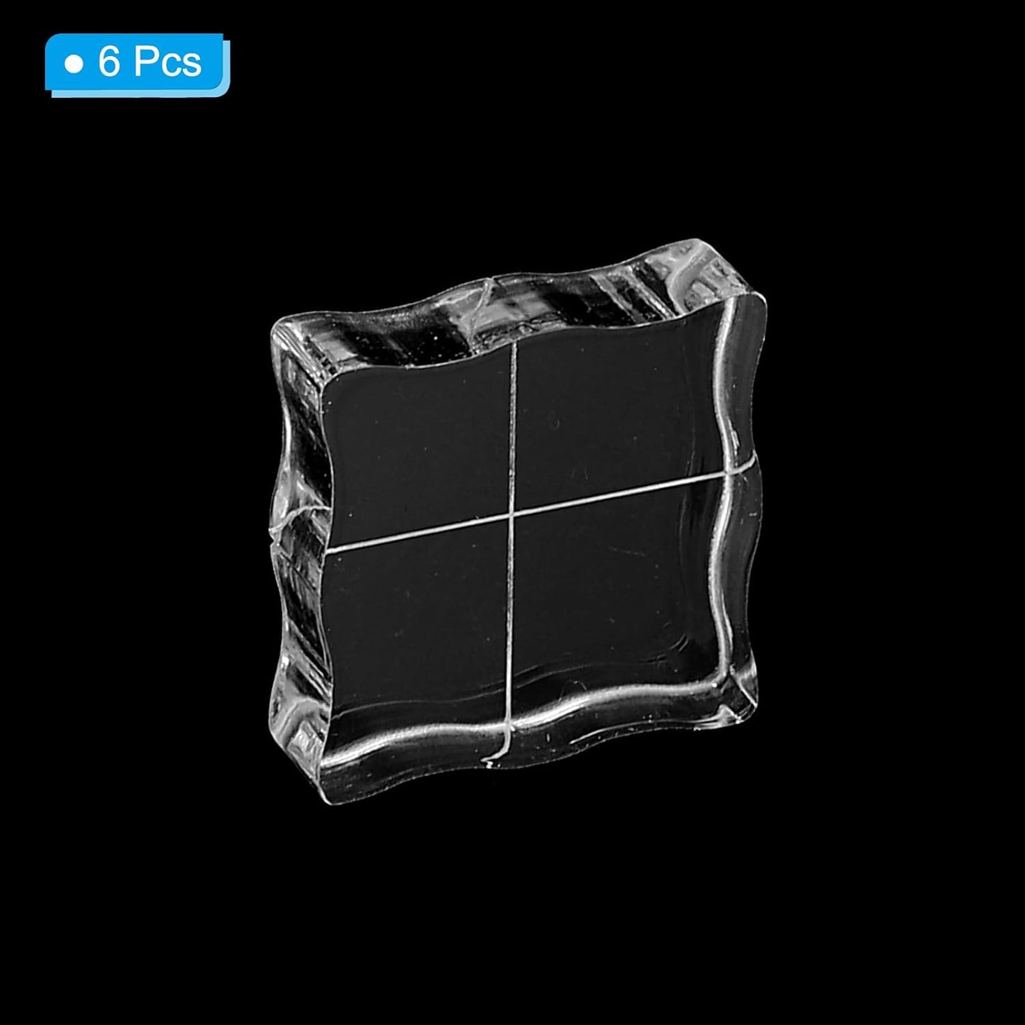 PATIKIL 1"x1" Acrylic Stamp Block, 6Pcs Clear Stamping Block with Grid Lines Decorative Mounting Blocks Wave for Scrapbooking DIY Crafts Card Making