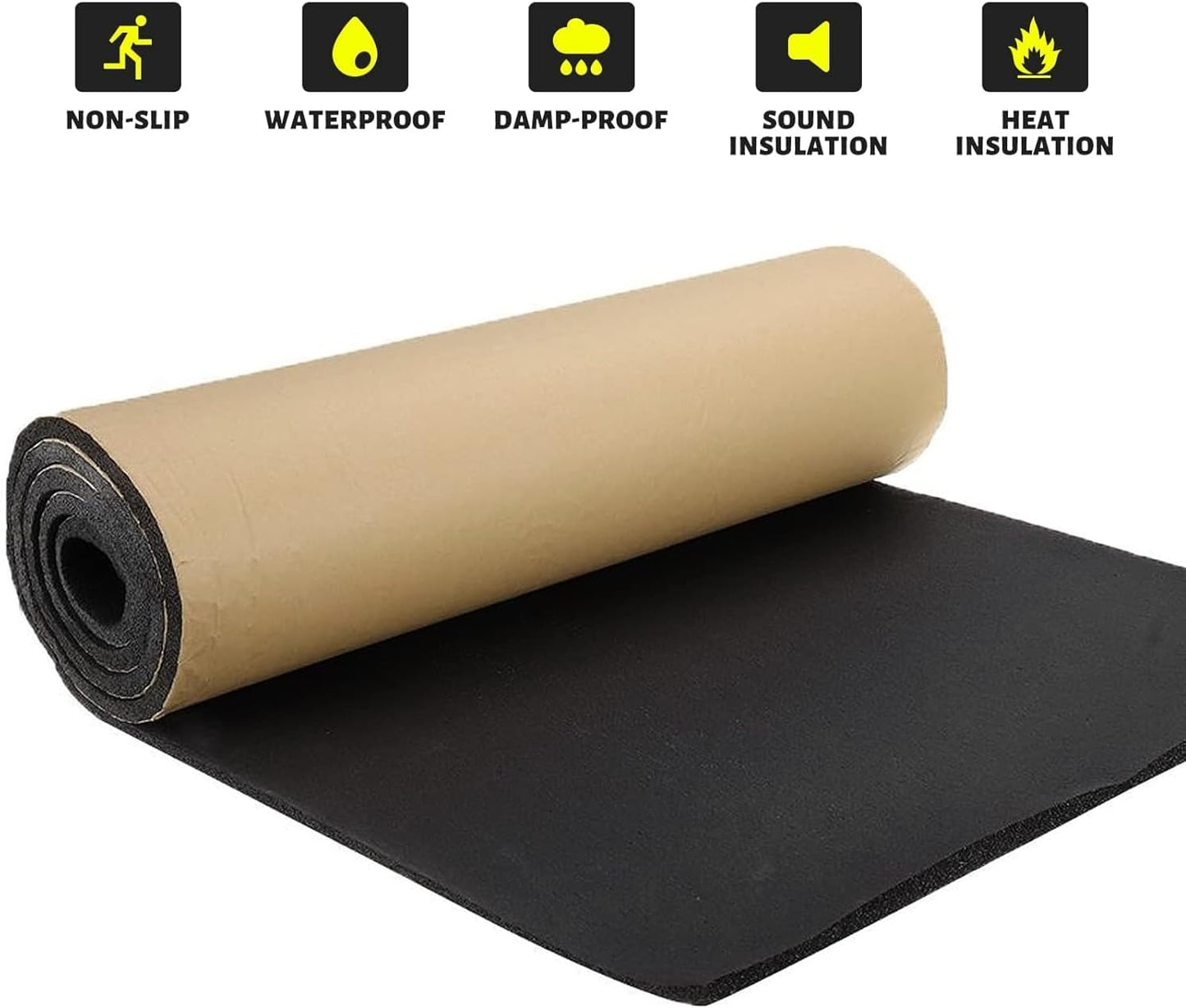 3/4''T x 12''W x 59''L Neoprene Sponge Foam Rubber Sheet Roll with Self-Adhesive Easy Cut DIY Adhesive Padding Perfect Cosplay Multi-Function Soundproof, Black
