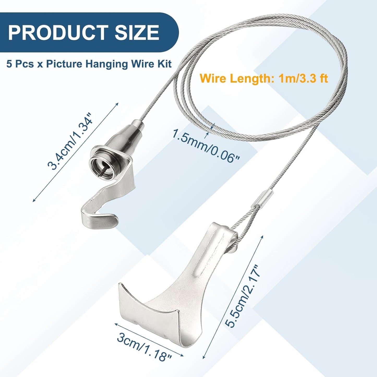 uxcell 2Pcs Picture Hanging Wire Kit, 1 m x 1.5 mm Heavy Duty Picture Hangers Adjustable Wire Rope with S-Hooks and Loop, Load 35kg/77.1 lbs for Hanging Mirrors Light Lamp Artwork