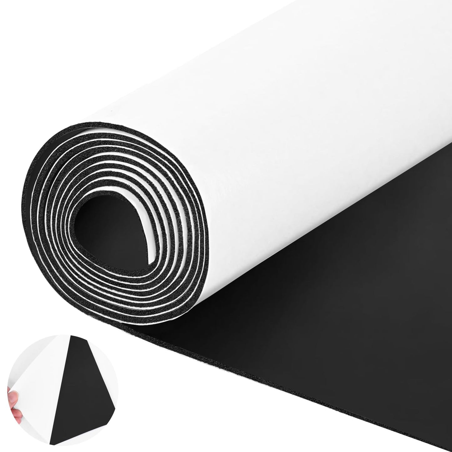 Tolanbbt Sponge Neoprene Foam Sheet with Adhesive - 1/16” Thick, 12” x 59” Closed Cell Foam Rubber Roll, Weatherproof Soundproof Padding for Automotive, Cabinet, Furniture, Crafts, DIY, Black