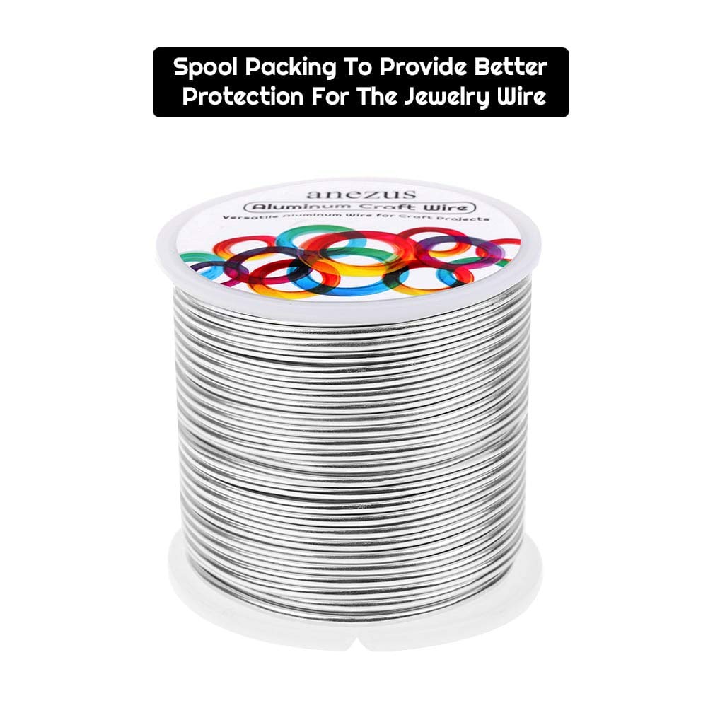 Anezus 12 Gauge Aluminum Wire 100 Feet - 2mm Metal Armature Bendable Sculpting Wire for Crafts, Wreath Making, Jewelry Making, Beading, Floral (Silver)