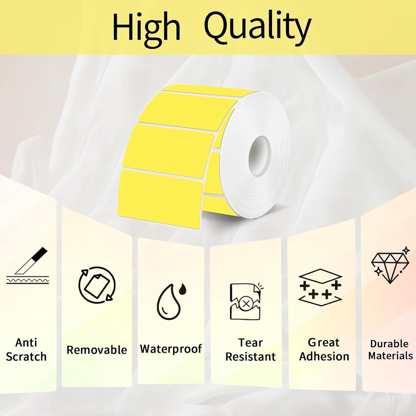 STARLIBOO 3x2 inch Color Direct Thermal Label Stickers for Shipping, Barcode, Address, Compatible with Rollo Label Printer & Zebra Desktop Printers (Yellow)