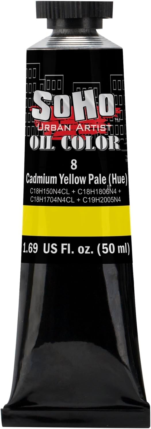 Soho Urban Artist Oil Paint - Cadmium Yellow Pale Hue, 50 ml Tube - Best Valued Oil Colors for Painting, Excellent Pigment Load