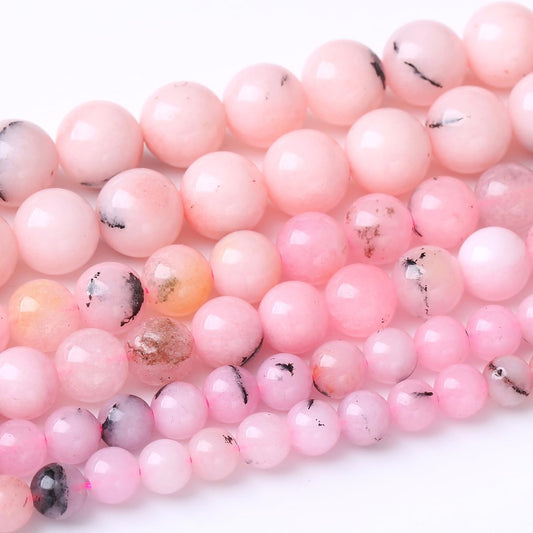 32PCS 12MM Natural Pink Opal Stone Beads for Jewelry Making DIY Energy Stone Healing Power Bracelet 15"