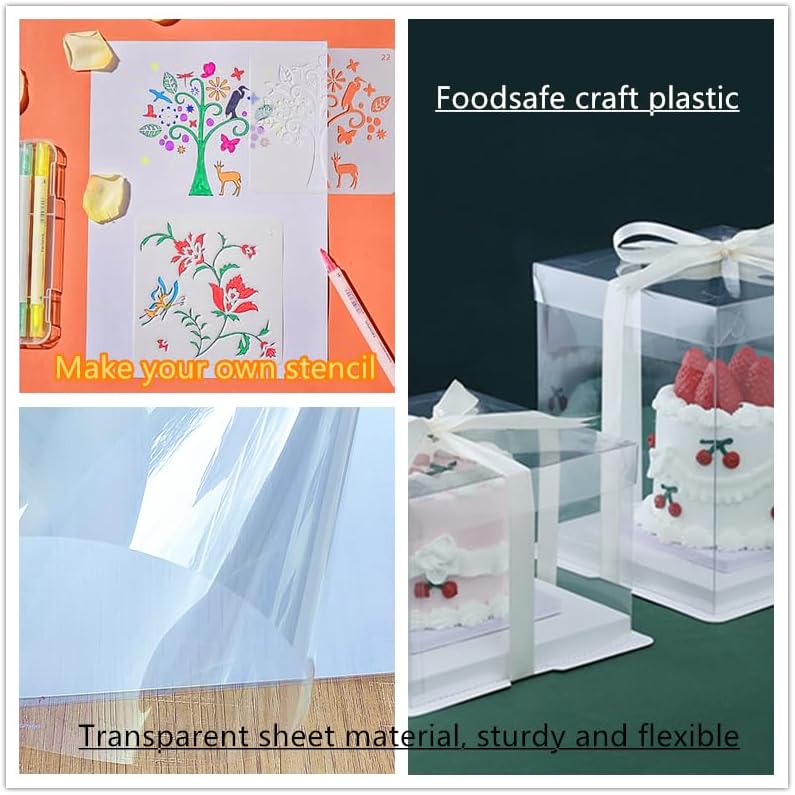 Transparent Blank Mylar Stencil Sheets for Cutting, 12" x 16" 6 mil/0.15mm Thick 12 Sheets .Gift, Acetate Template Material, Craft Plastic Sheets (12×16” /6 mil)