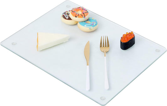 Murrey Home Glass Cutting Board for Kitchen Counter, Tempered Glass Chopping Boards Dishwasher Safe, Small Clear Countertop Tray, Scratch Resistant, Heat Resistant, Non Toxic, Frosted, 20"x16"