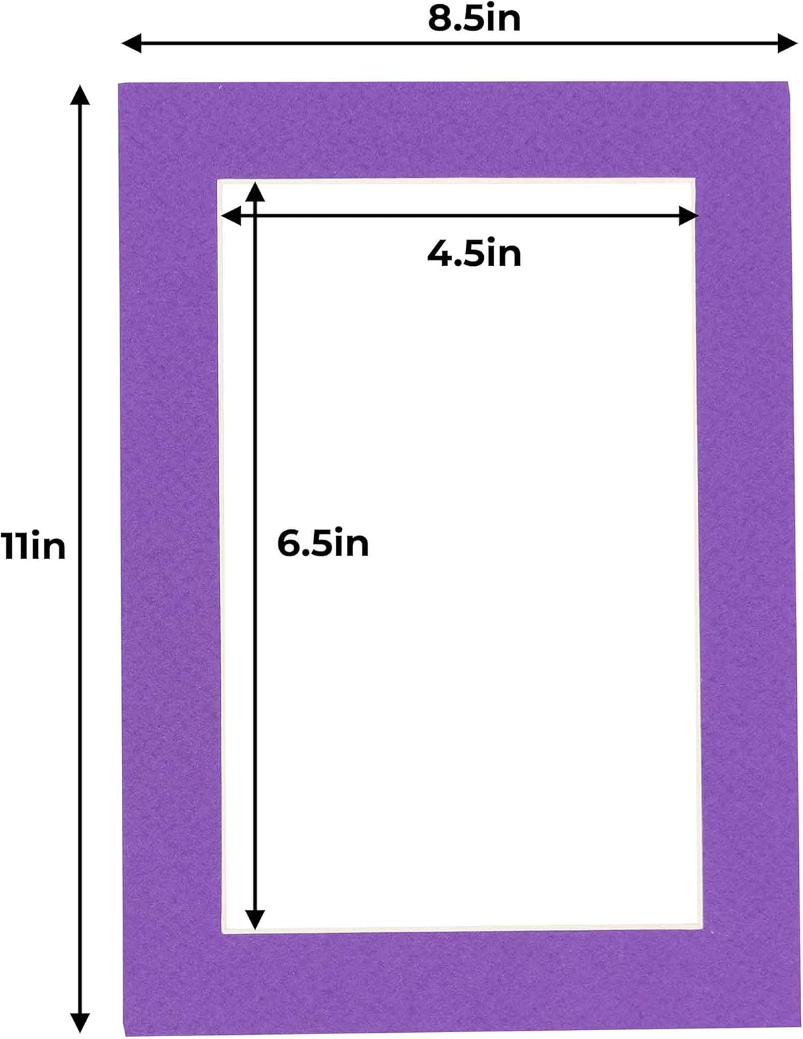 5x7 Mat for 8.5x11 Frame - Precut Mat Board Acid-Free Purple 5x7 Photo Matte Made to Fit a 8.5x11 Picture Frame, Premium Matboard for Family Photos, Show Kits, Art, Picture Framing, Pack of 10 Mats
