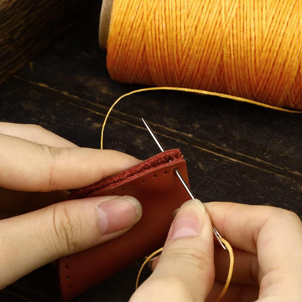 284 Yards Waxed Thread, 210D Heavy Duty Upholstery Wax Thread for Leather Sewing, 0.8mm Flat Waxed Cord for Bookbinding/Shoe Repairing/Leather Projects