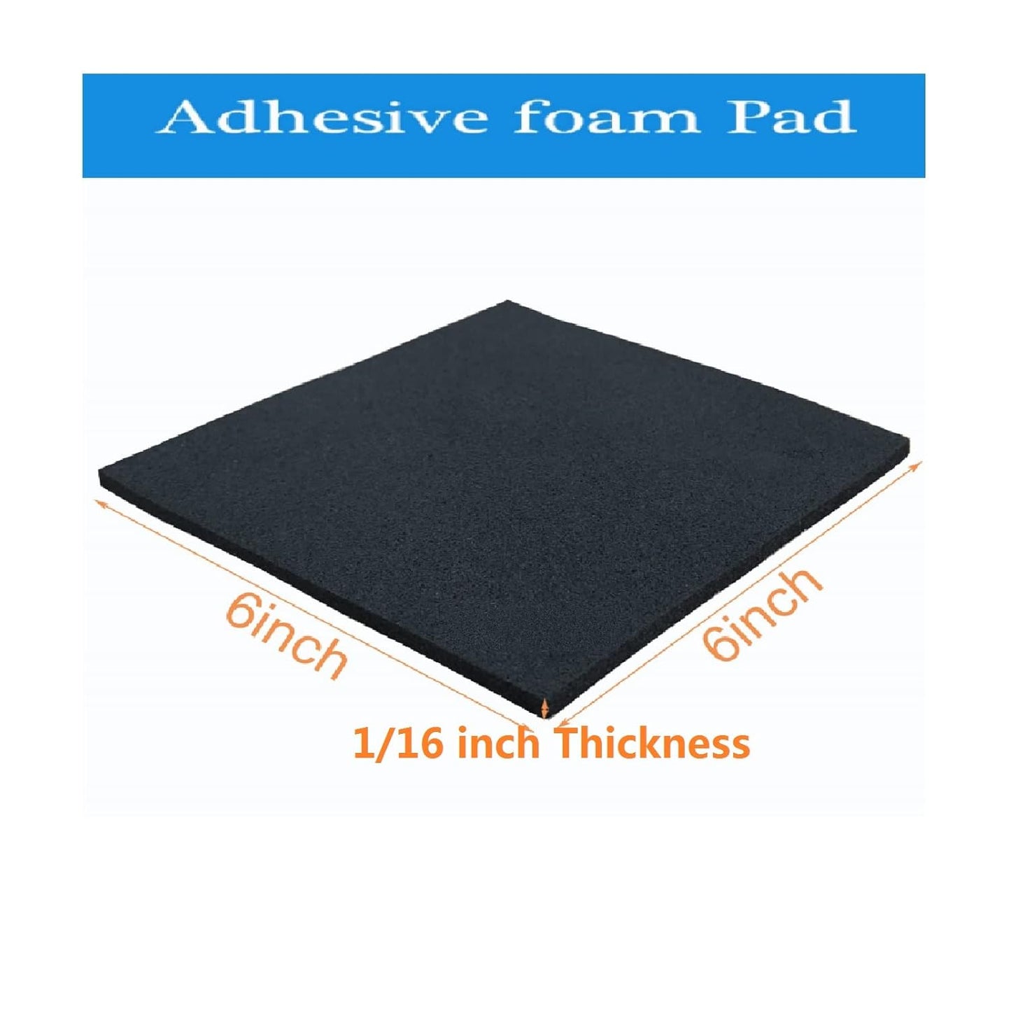 Adhesive Foam Padding, 8 Pieces Neoprene Foam Anti Vibration Pads High Density Closed Cell Foam Sheet, Insulation Soundproofing Black (6" x 6" x 1/16", 8 Pcs)