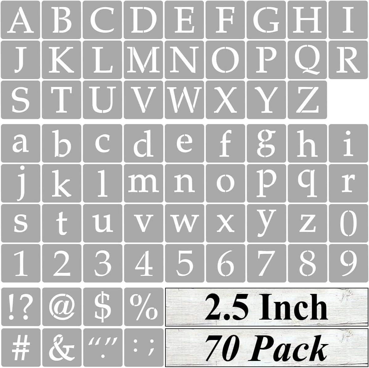 2.5 Inch Alphabet Letter Stencils for Painting - 70 Pack Letter and Number Stencil Templates with Signs for Painting on Wood, Reusable Letters and Numbers Stencils for Chalkboard Wood Signs & Wall Art