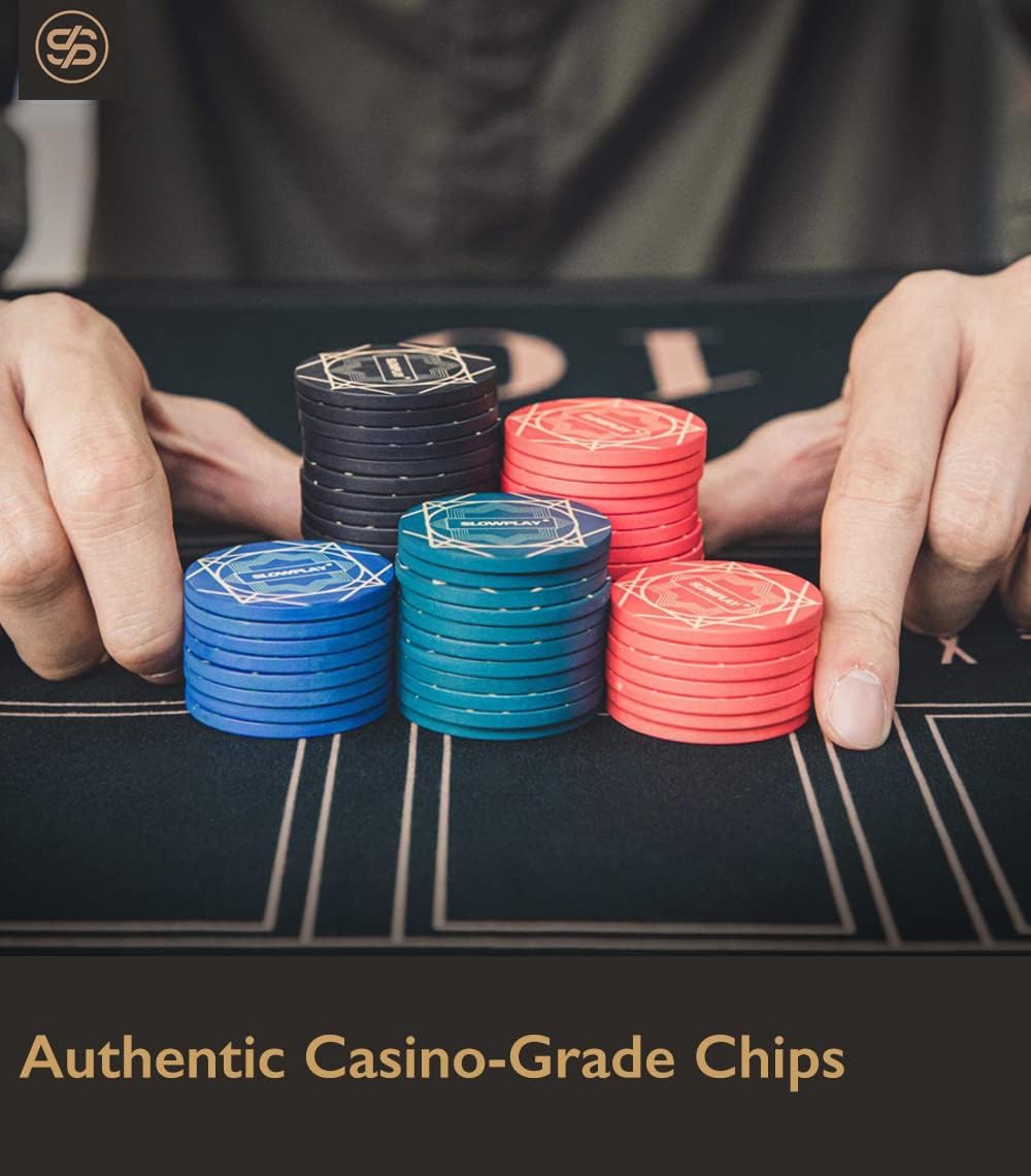 SLOWPLAY Nash Ceramic Poker Chips in Bulk, Casino Grade Ceramic 10-Gram Poker Chip for Texas Hold'em, 39mm Professional Chips Pack of 50 with Denomination of 5000