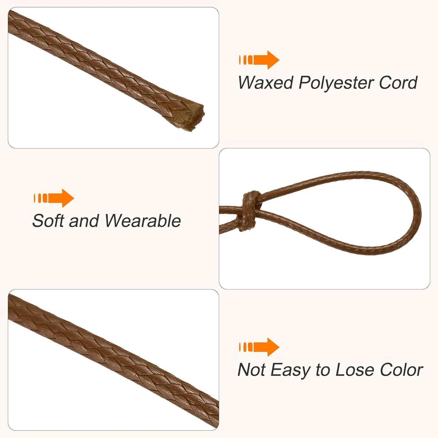 MECCANIXITY Waxed Cord 1mm Waxed Thread 87 Yard Wax String Leather Cord for Bracelet Making, Necklaces, Beading, Jewelry Making and DIY Crafts(Dark Brown)