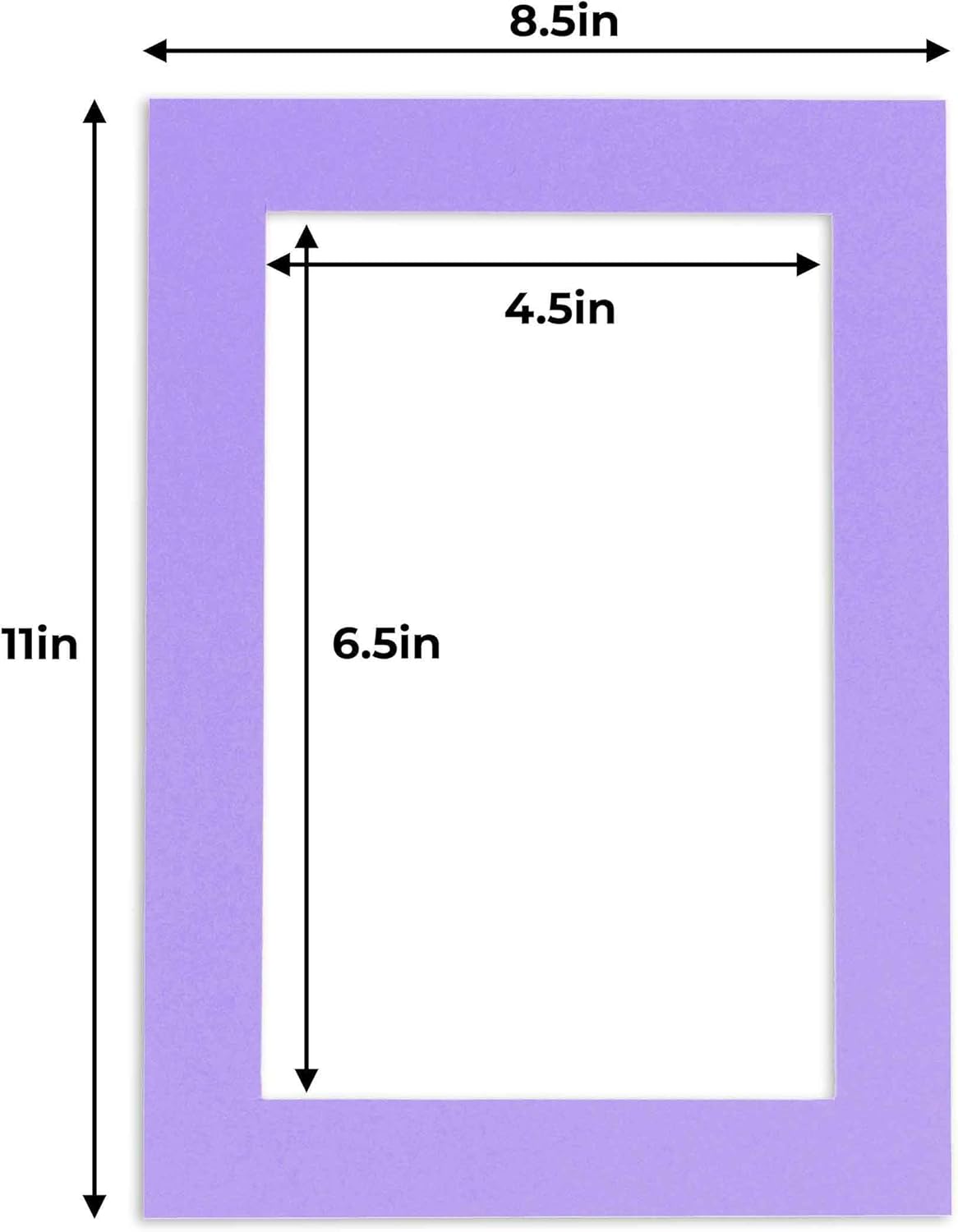5x7 Mat for 8.5x11 Frame - Precut Mat Board Acid-Free Show Kit with Backing Board, and Clear Bags Light Purple 5x7 Photo Matte Made to Fit a 8.5x11 Picture Frame Matboard for Framing, Pack of 25 Mats