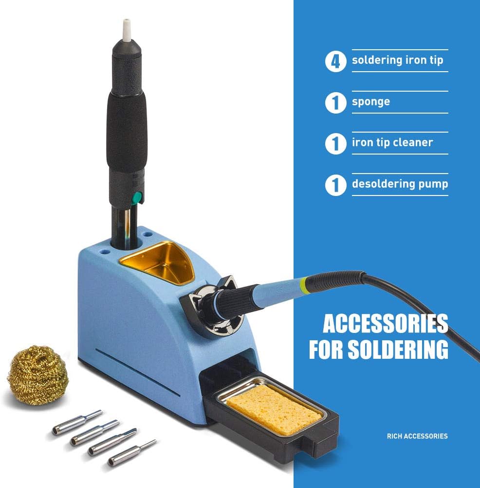 Soldering Iron Station Kit - 110V 60W Digital LED Soldering Station Temperature Adjustable 10 Minute Sleep Function Welding Tools for DIY Hobbyist/Professional Solder Jobs