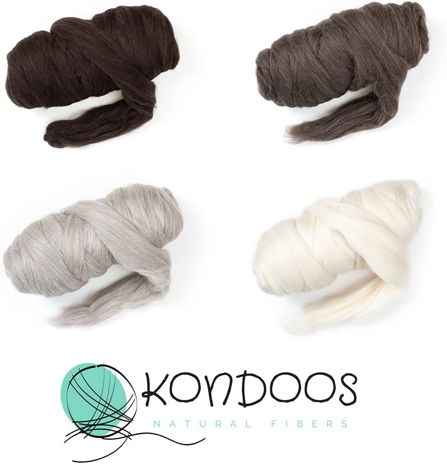 Natural Wool Bulk roving, 1 lb. Best Wool for Spinning, arm Knitting, Felting, Chunky Blankets and Tapestry. Natural Colors, un-Dyed. (Mocha, 1 lb)