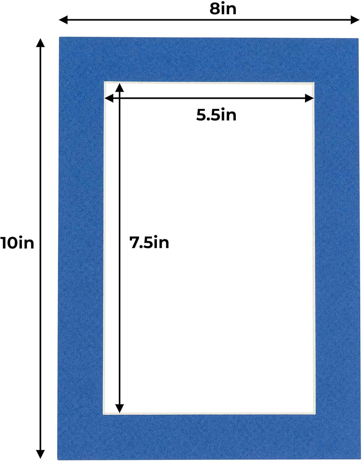 6x8 Mat for 8x10 Frame - Precut Mat Board Acid-Free Royal Blue 6x8 Photo Matte Made to Fit a 8x10 Picture Frame, Premium Matboard for Family Photos, Show Kits, Art, Picture Framing, Pack of 1 Mat