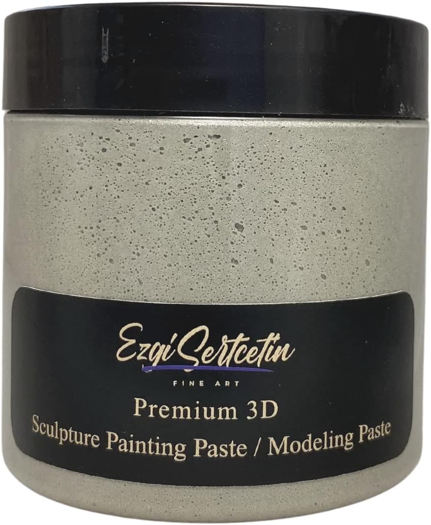 3D Sculpture Painting Paste|Texture Paste|Decorative Plaster|Ready to Use|Unique Metallic Pearl and Neon Colors|Ideal for Artwork|Stencil|Flowers|Texture and Art Relief|6 oz (Granite Stone)
