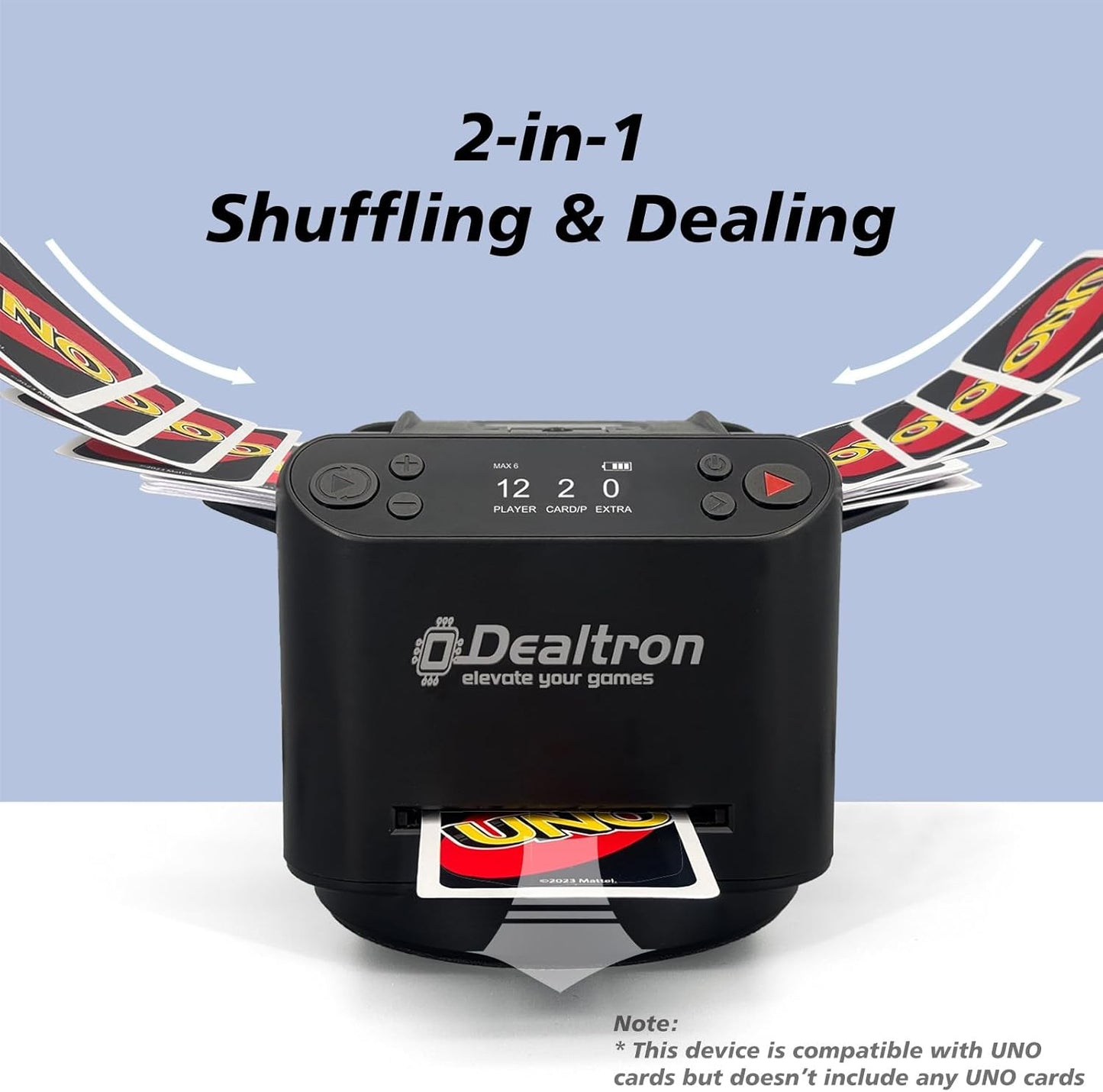 All-in-One Automatic Card Shuffler and Dealer,with 8 Remotes,Programmable Dealer,Card Shuffler 2 Deck,360° Rotation,Ultra Quiet,Rechargeable,up to 12 Players,for All Card Games (Shadow Black)