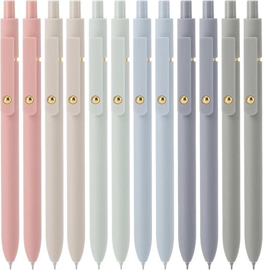 Ddaowanx Gel Pens,0.5mm Quick Dry Black Ink Pens Fine Point Smooth Writing Pens, Cute Office School Supplies Gifts for Women (24 Pcs Morandi-Black Ink)