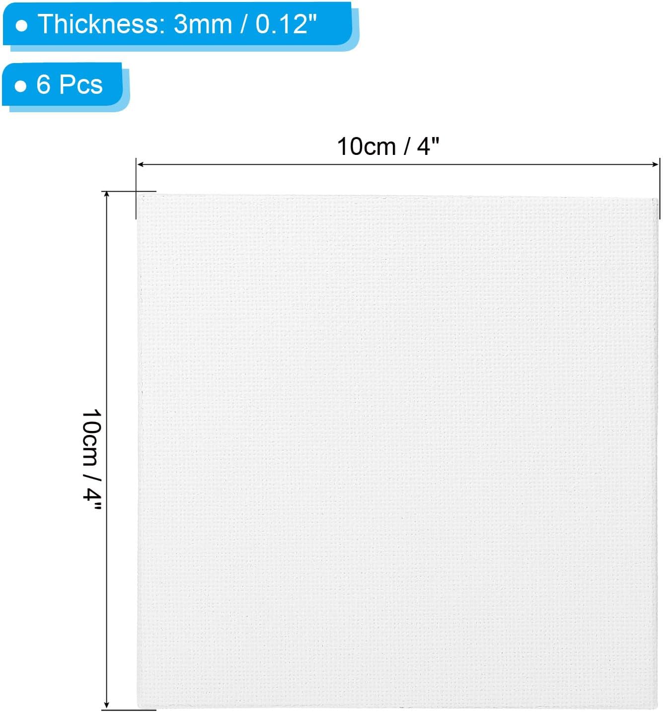 PATIKIL 4x4 Canvas Boards for Painting, 6 Pack 100% Cotton Square Triple Primed Stretched Blank Art Canvas Panel Bulk Thin for Acrylic, Oil, Tempera Paints, White