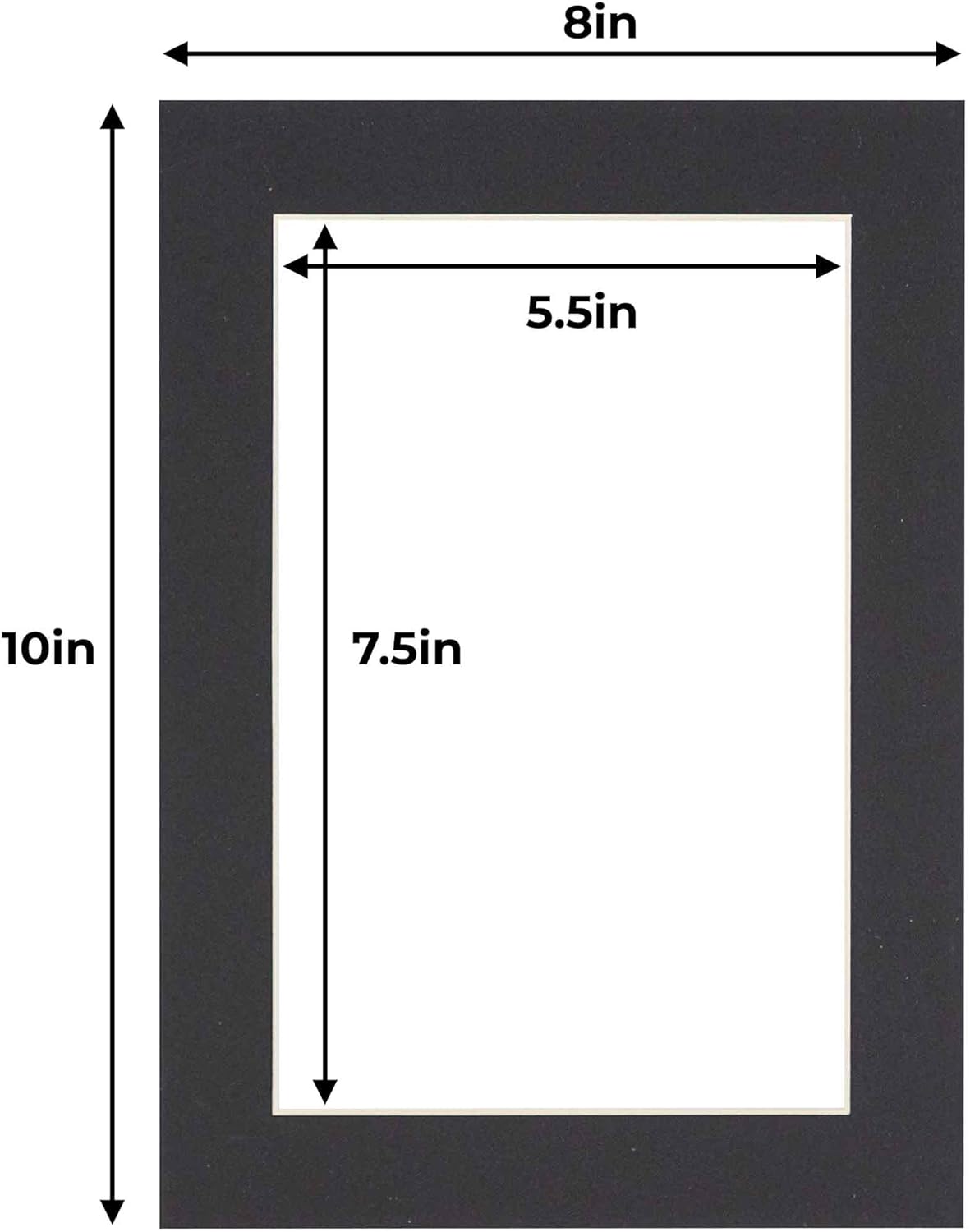 6x8 Mat for 8x10 Frame - Precut Mat Board Acid-Free Black 6x8 Photo Matte Made to Fit a 8x10 Picture Frame, Premium Matboard for Family Photos, Show Kits, Art, Picture Framing, Pack of 25 Mats