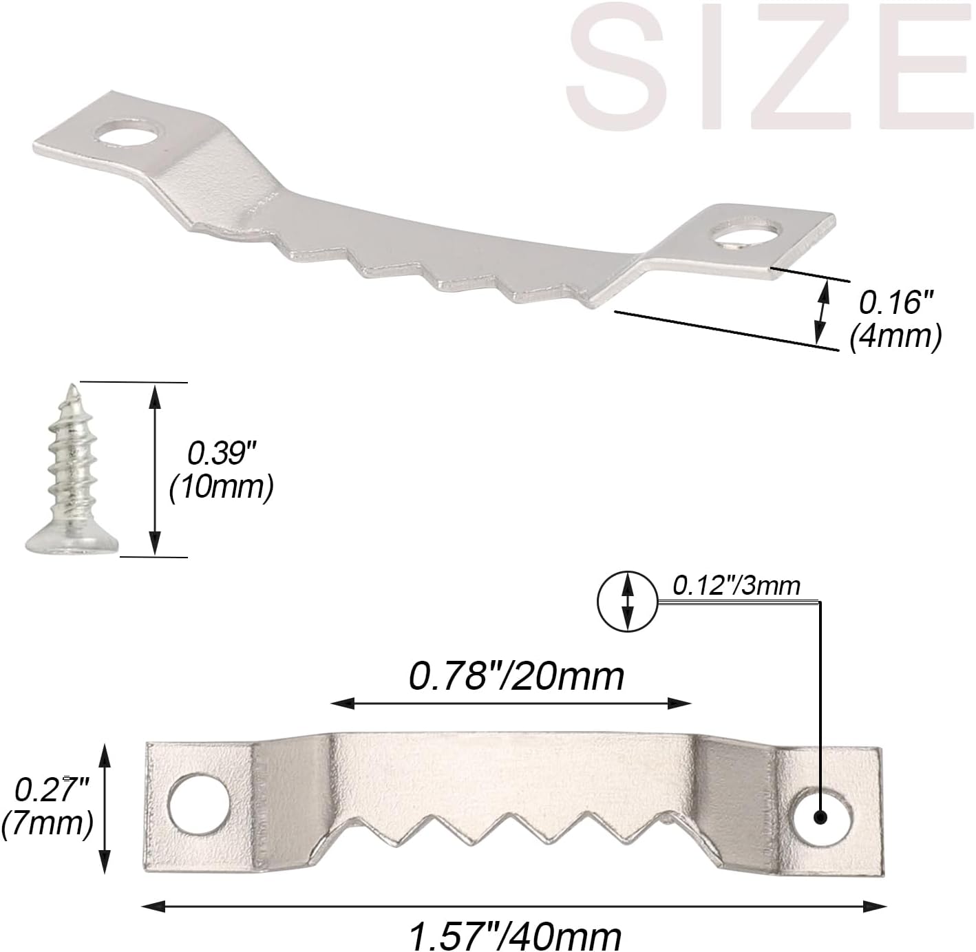 Small Sawtooth Picture Hangers 50 Pack Steel Sawtooth Hangers with Screws for Hanging Canvas Photos Frame Clock Paintings Artwork (Silver)