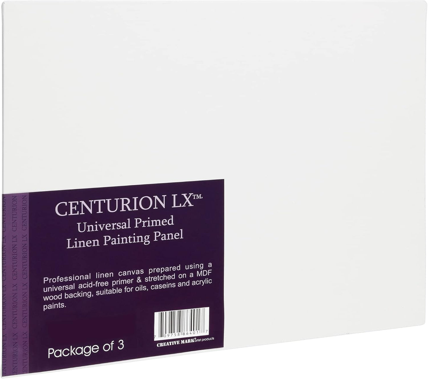 Centurion All-Media Primed Linen Panels - 6x18 3 Pack - 11oz Universal Primed Canvas Boards for Painting, Mounted on MDF Wood, Non-Warping, Ideal for Artists, Professionals, and Painters