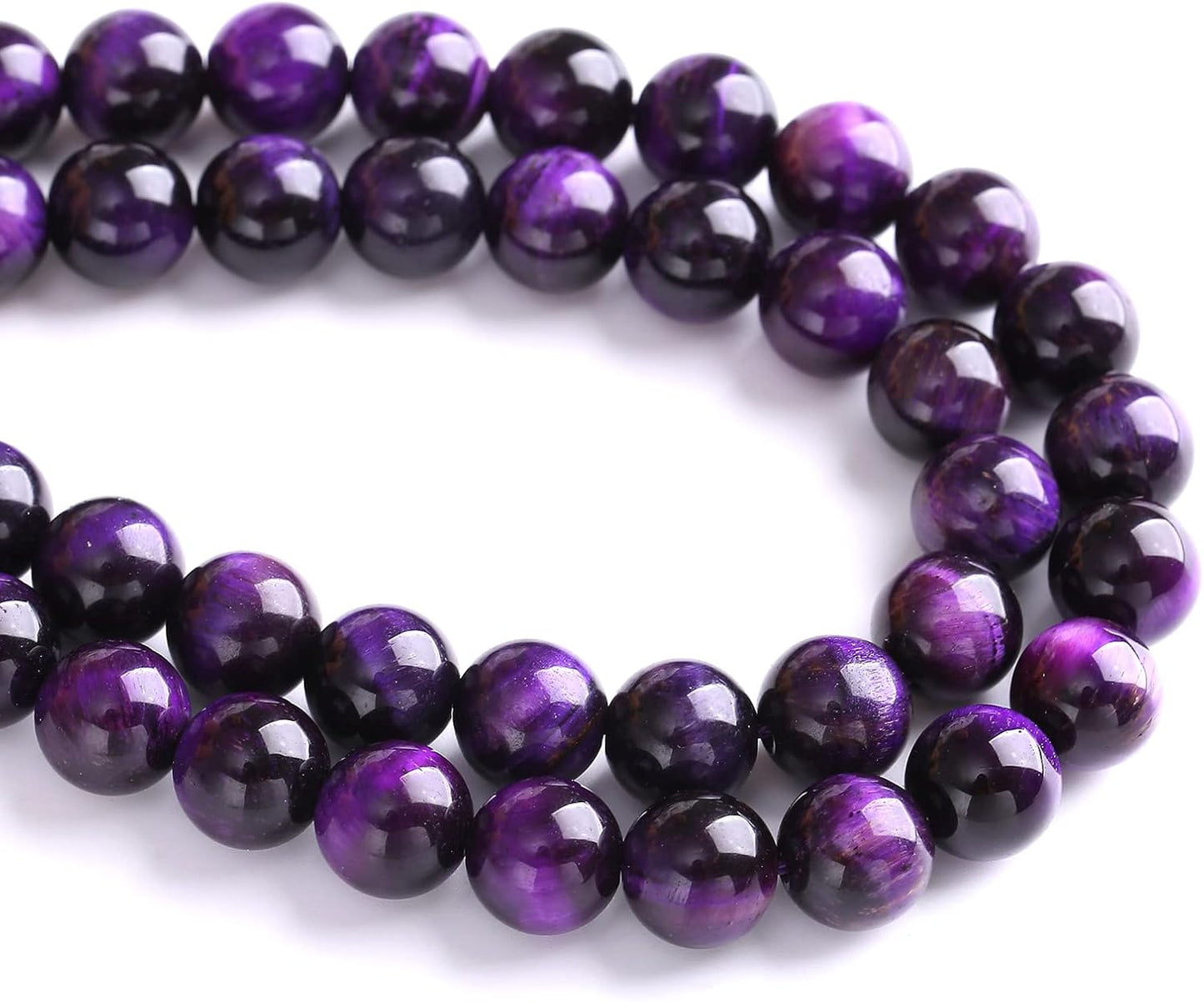 12mm 32pcs A+ Natural Purple Tiger Eye Stone Beads Round Spacer Loose Beads for Jewelry Making DIY Bracelet Necklace 15" Inch