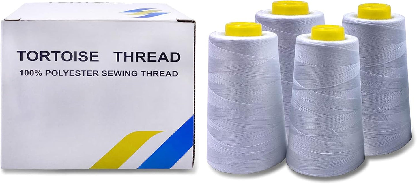 Tortoise 4 Cones of 3000 Yards Each Spool Thread for All Purpose, Serger, Overlock, Quilting, Sewing Machine - 100% Polyester - 40S/2 Tan