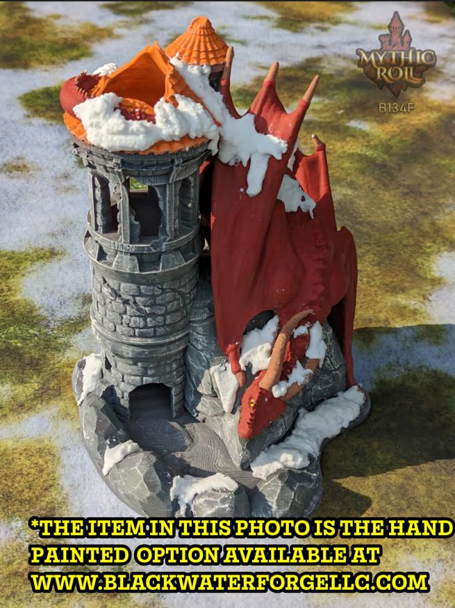 Dragon 3D Printed Dice Tower - Mythic Roll Collection - Unchained Games - Ascend to New Heights with your Rolls! (33.) Glow in Dark-Orange)