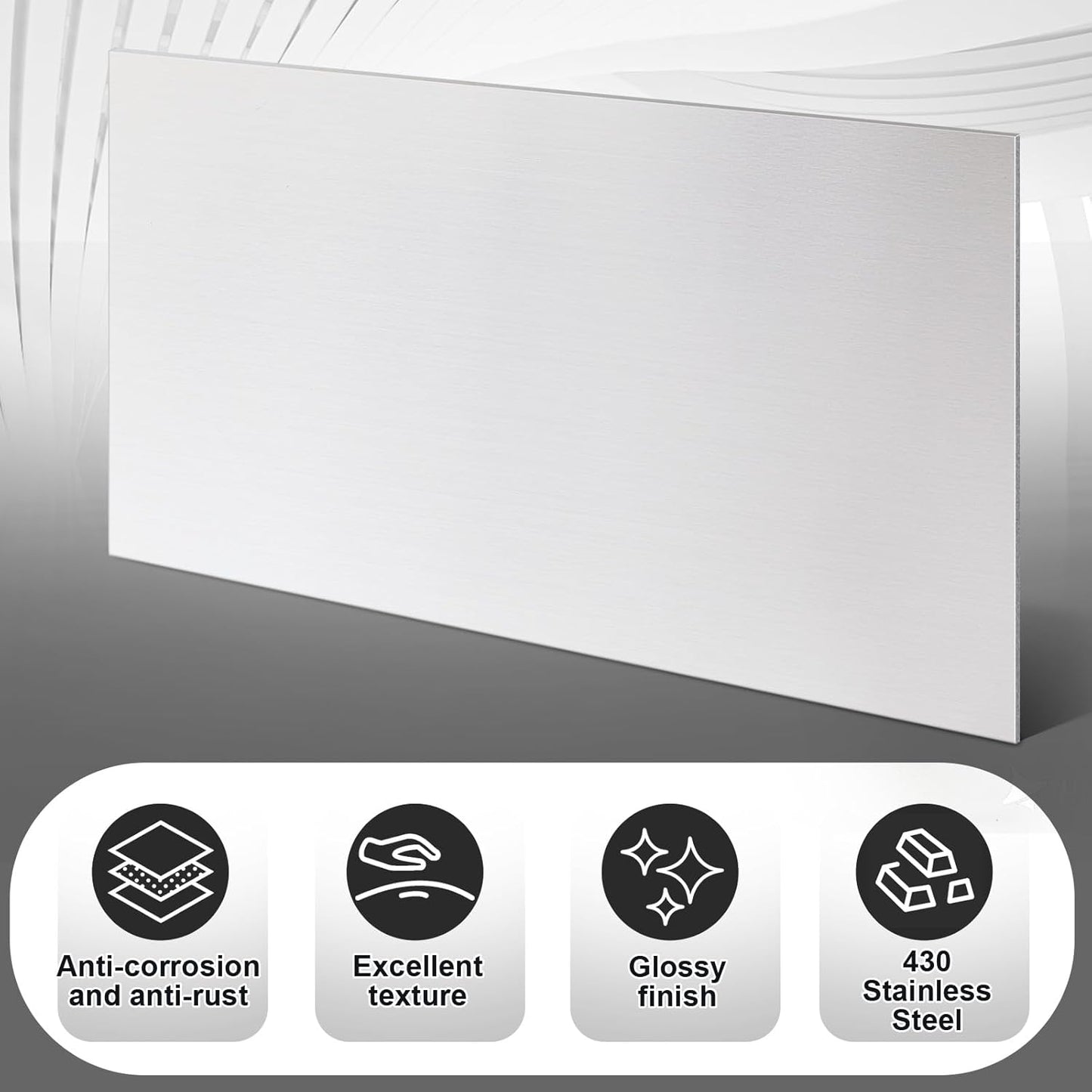 1 Pcs 430 Stainless Steel Sheet Metal 12 x 2 Inches 24GA Metal Plates Panel #4 Brushed Finish Magnetic Mount Board Wall Food Truck Restaurant Crafting Kitchen Floor Trailer Garage Gym