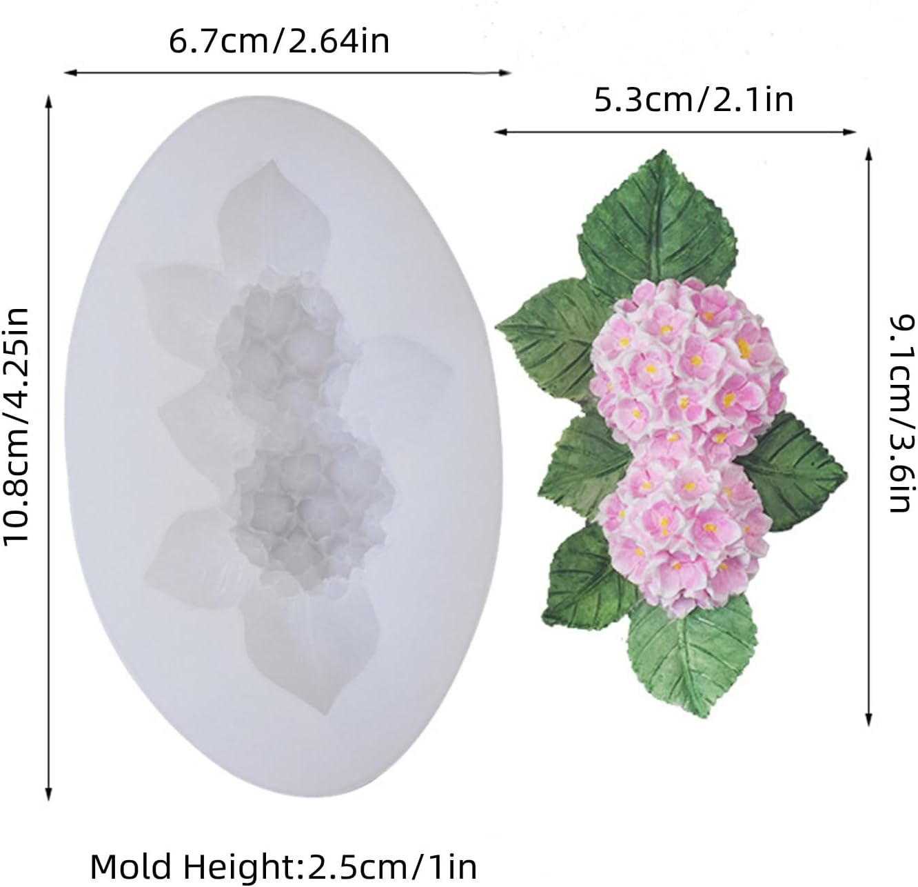 Hydrangea Flower Silicone Mold for Candle Soap Fondant Chocolate Candy Cake Decorating Baking Pastry Polymer Clay