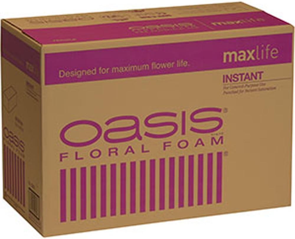 Oasis Instant Standard Floral Foam Bricks - Case of 48 - MaxLife Floral Foam - Wet Floral Foam Bricks for Flower Arranging