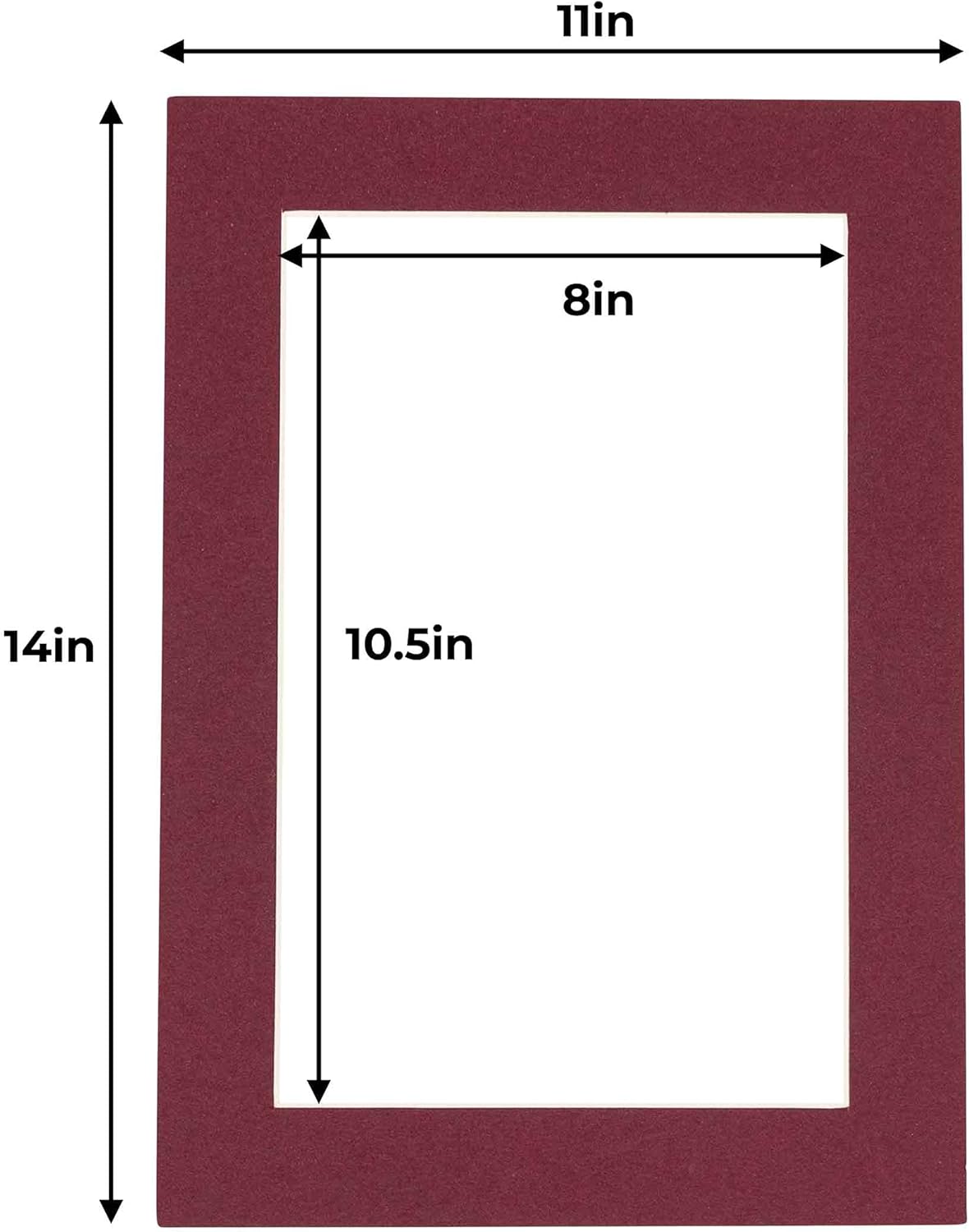 Poster Palooza 11x14 Mat for 8.5x11 Photo - Precut Maroon Picture Matboard for Frames Measuring 11 x 14 Inches - Bevel Cut Matte to Display Art Measuring 8.5 x 11 Inches - Acid Free ONE MAT