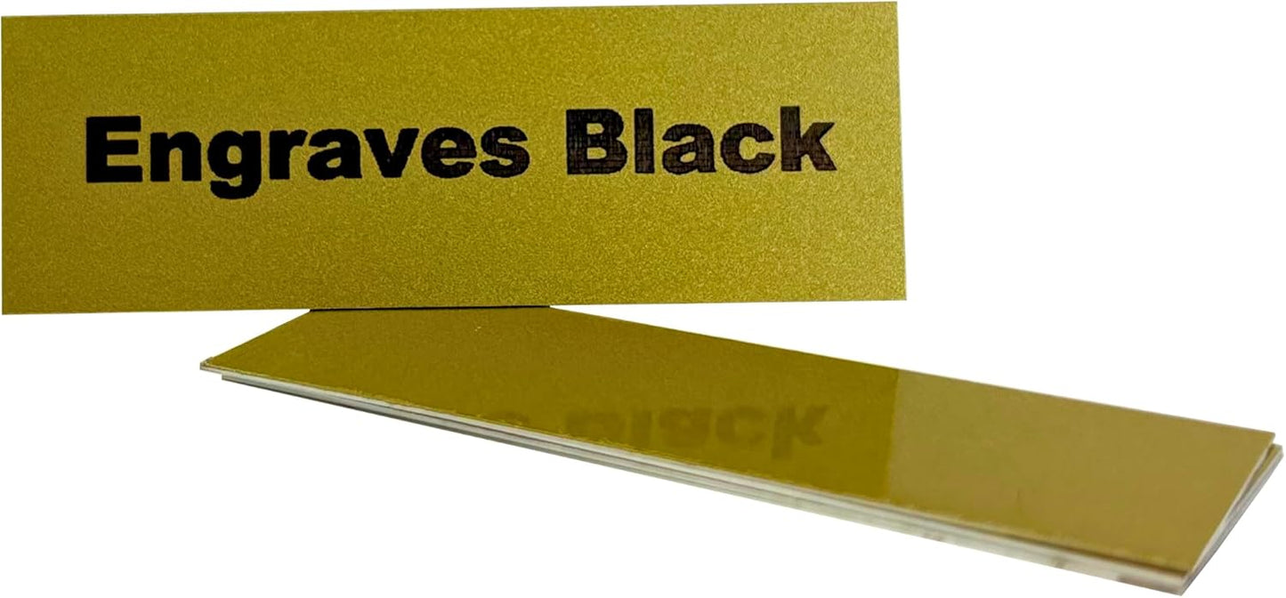 Blank Metal Plates for Laser Engraving - 4 Pack | Aluminum Sheets 0.020" Thick | CO2, Diode, Fiber Laser Compatible | Multiple Sizes & Colors (Gold (engraves black), 1x3 inch)